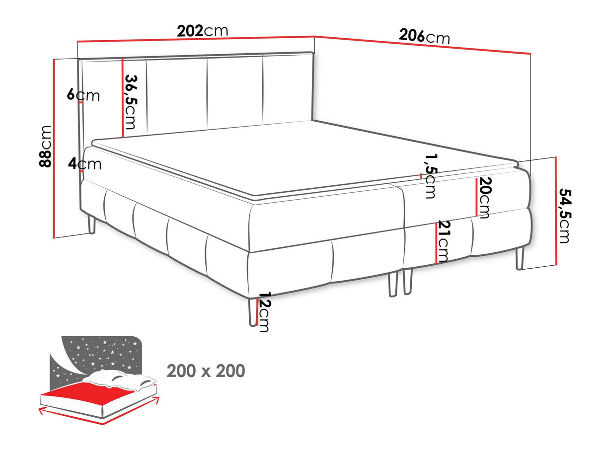 Kontinentális ágy BOX BEST 2, Szín: Coral 15, Alvó felület mérete: 200 x 200 cm 4129176