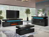 Szekrény 3D 160 GLOSSA + LED (Lestirola), Szín: Fekete + Fényes fekete 4133190