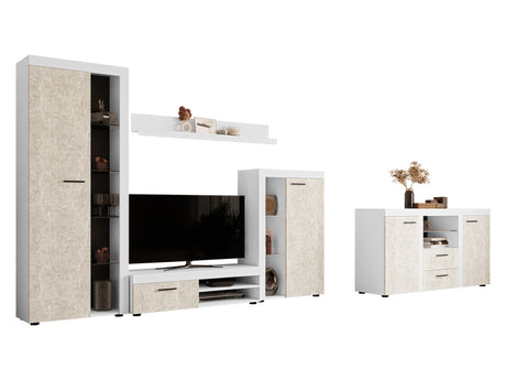 Nappali szett Rumba (Rodos) II, Led világítás: Nem, Szín: Fehér + Beton 4133334