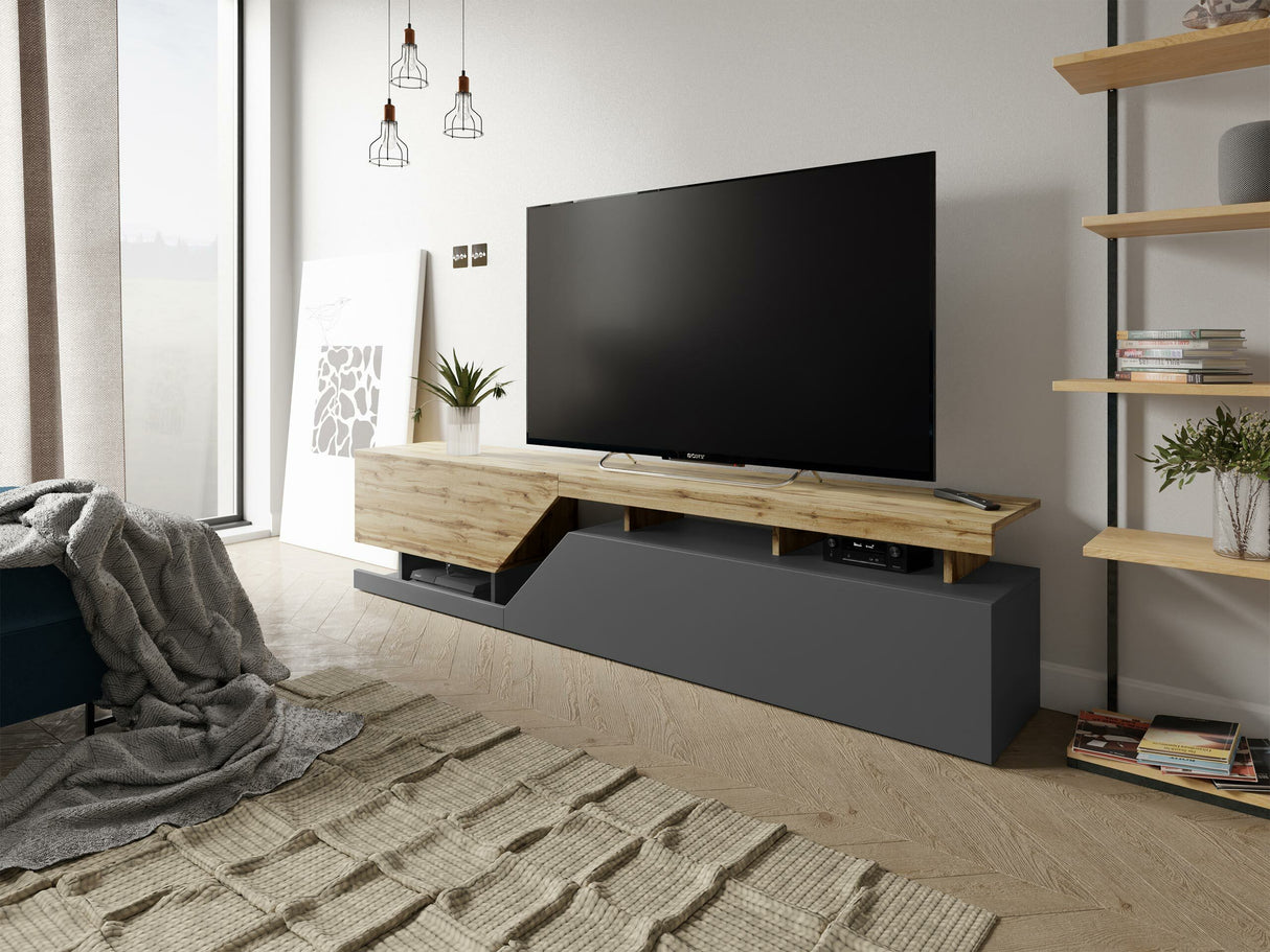 TV-állvány Szafka RTV 200 cm CEELIAS Wotan / Antracyt 0164 (Antracit + Wotan tölgy) 4192268