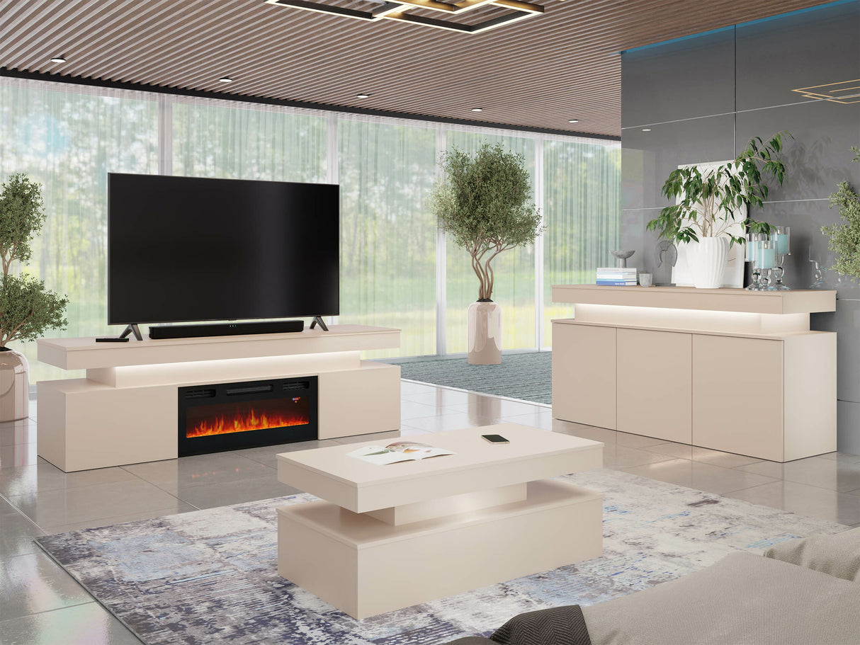 Szekrény 3D 160 GLOSSA + LED (Lestirola), Szín: Világosbarna