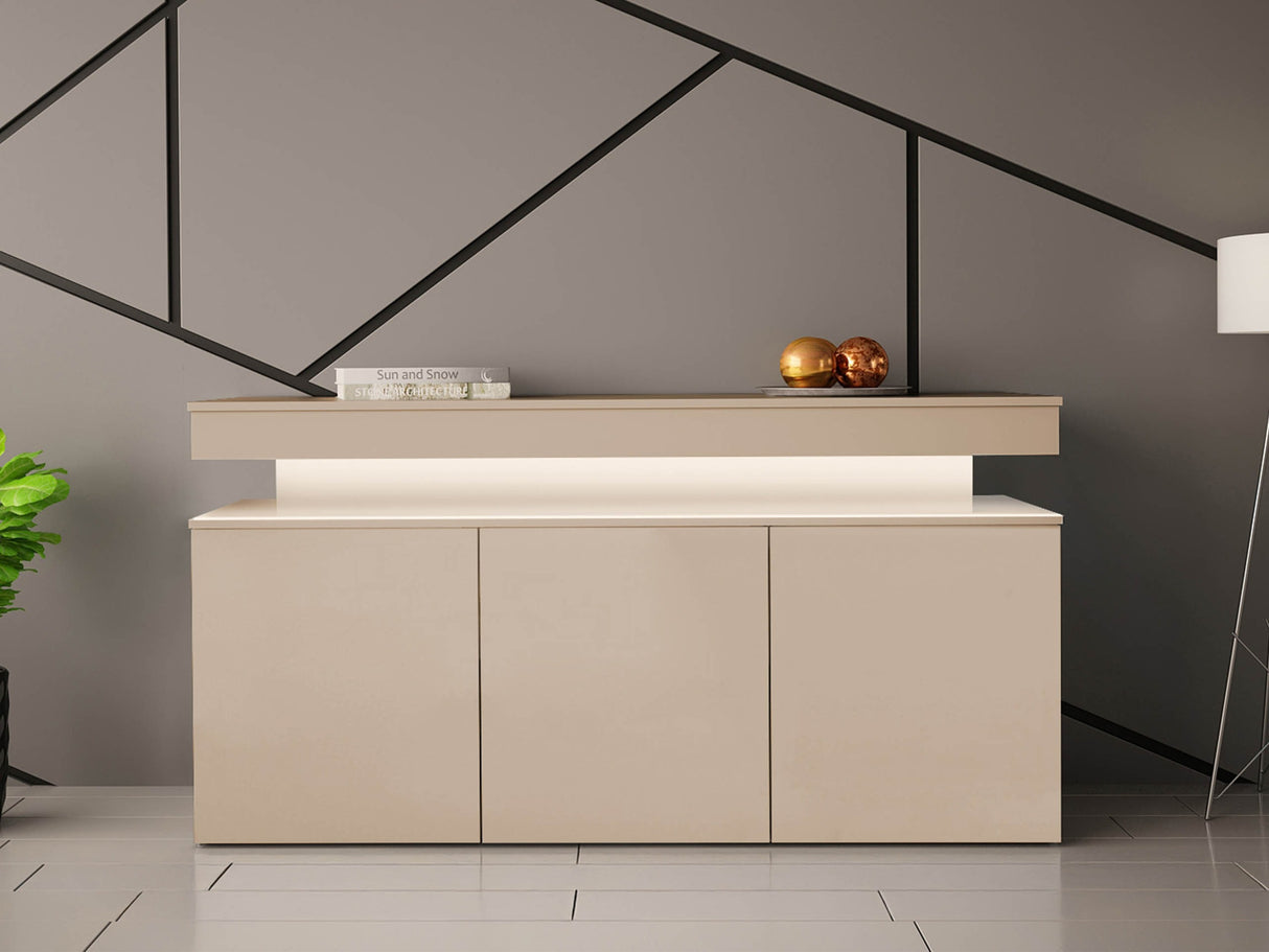 Szekrény 3D 160 GLOSSA + LED (Lestirola), Szín: Világosbarna