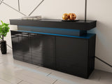 Szekrény 3D 160 GLOSSA + LED (Lestirola), Szín: Fekete + Fényes fekete 4198143