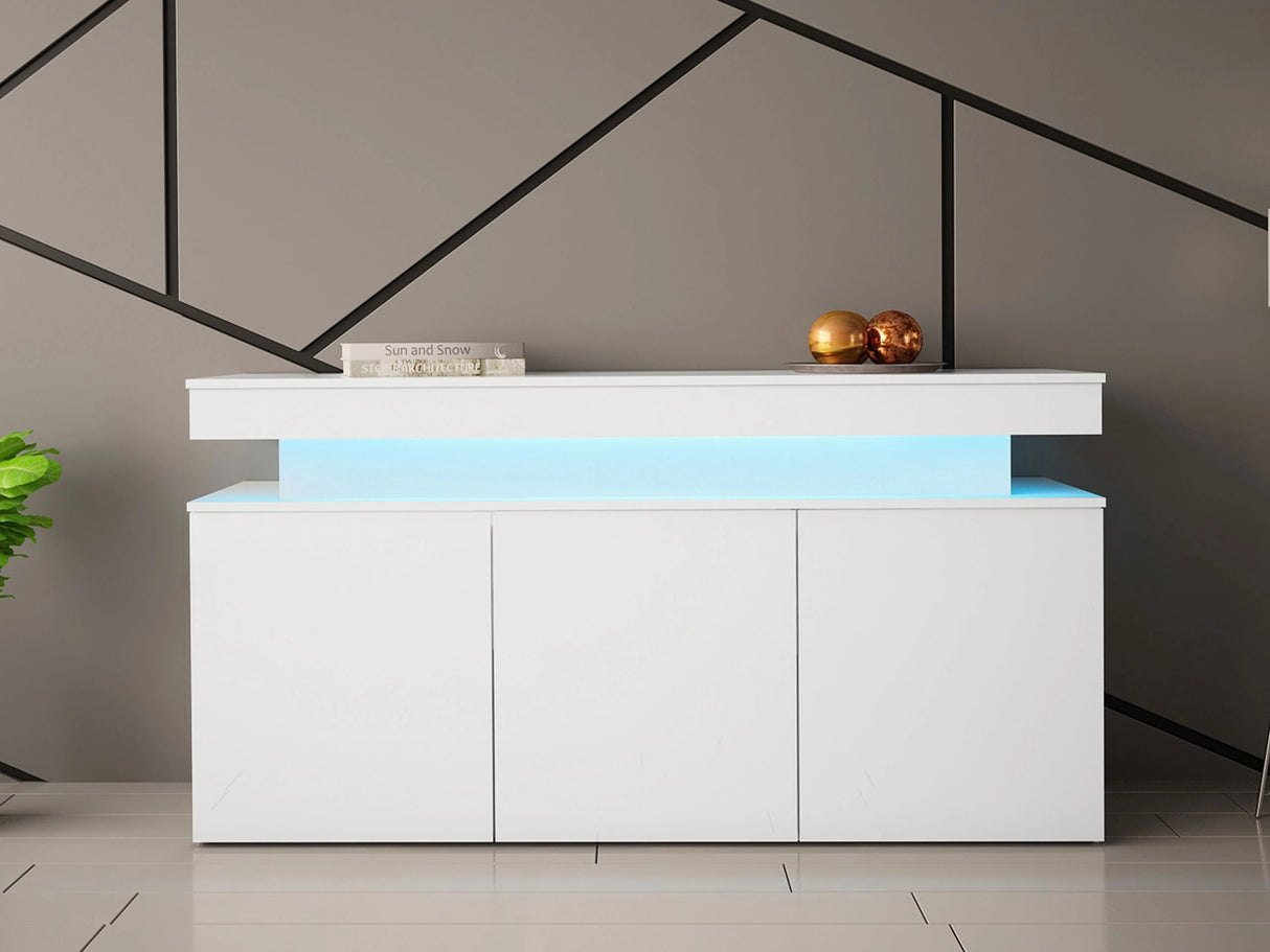 Szekrény 3D 160 GLOSSA + LED (Lestirola), Szín: Fehér + Fényes fehér 4198164
