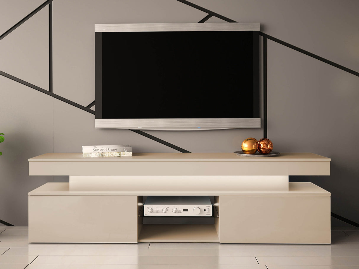 TV-állvány Szafka RTV 2D 190 GLOSSA + LED (Lestirola), Szín: Világosbarna