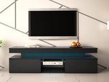 TV-állvány Szafka RTV 2D 190 GLOSSA + LED, Szín: Fekete + Fényes fekete 4198185