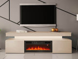 TV-állvány Szafka RTV EF 2D GLOSSA + LED + kominek (Lestirola), Szín: Világosbarna