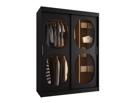 Gardróbszekrény Szafa 150 BAHRAJN 2, Szín: Fekete, Fiókok: Nem, Led világítás: Igen