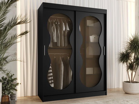 Gardróbszekrény Szafa 150 BAHRAJN 3, Szín: Fekete, Fiókok: Igen, Led világítás: Nem