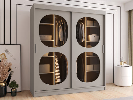 Gardróbszekrény Szafa 180 BAHRAJN 2, Szín: Kasmír, Fiókok: Igen, Led világítás: Igen