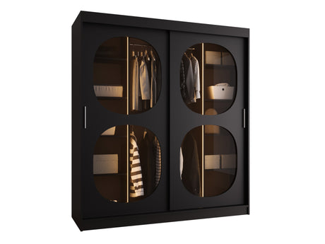 Gardróbszekrény Szafa 180 BAHRAJN 2, Szín: Fekete, Fiókok: Igen, Led világítás: Igen