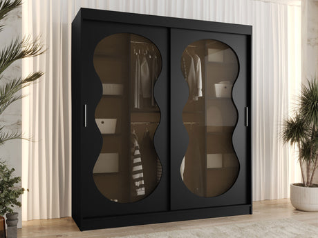 Gardróbszekrény Szafa 180 BAHRAJN 3, Szín: Fekete, Fiókok: Igen, Led világítás: Nem