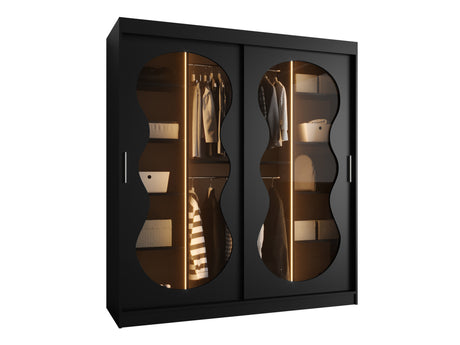 Gardróbszekrény Szafa 180 BAHRAJN 3, Szín: Fekete, Fiókok: Nem, Led világítás: Igen