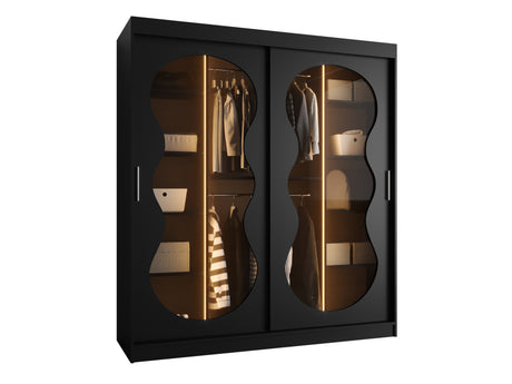 Gardróbszekrény Szafa 180 BAHRAJN 3, Szín: Fekete, Fiókok: Igen, Led világítás: Igen