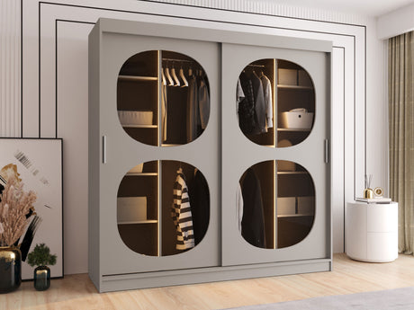 Gardróbszekrény Szafa 200 BAHRAJN 2, Szín: Kasmír, Fiókok: Nem, Led világítás: Igen