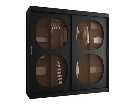 Gardróbszekrény Szafa 200 BAHRAJN 2, Szín: Fekete, Fiókok: Nem, Led világítás: Nem