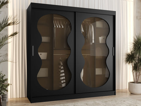 Gardróbszekrény Szafa 200 BAHRAJN 3, Szín: Fekete, Fiókok: Nem, Led világítás: Nem