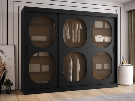 Gardróbszekrény Szafa 250 BAHRAJN 2, Szín: Fekete, Fiókok: Nem, Led világítás: Nem