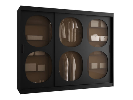 Gardróbszekrény Szafa 250 BAHRAJN 2, Szín: Fekete, Fiókok: Igen, Led világítás: Nem