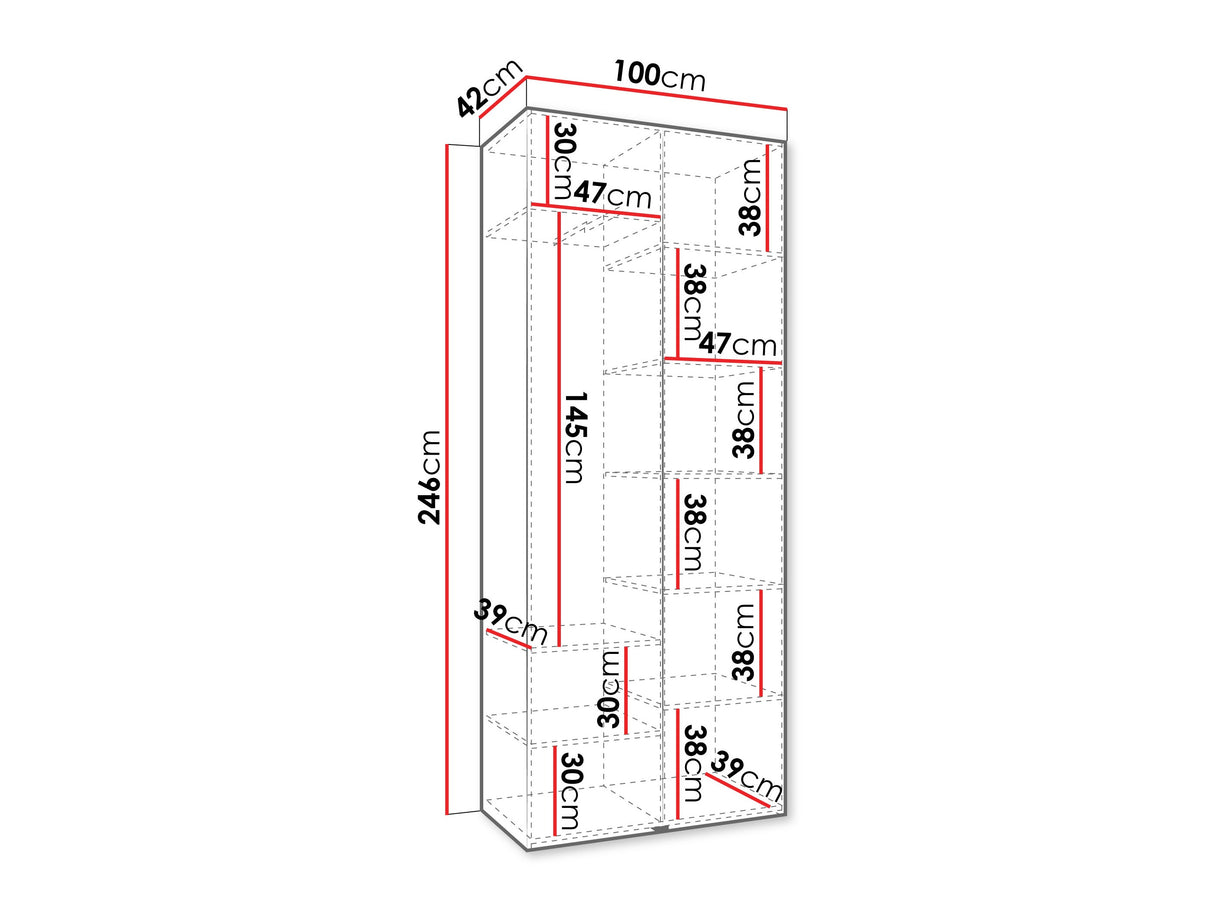 Gardróbszekrény Szafa COMO 1 100 (gł.40), Szín: Kasmír, Fogantyú színe: Fekete, Szélesség: 100 cm, Mélység: 42 cm
