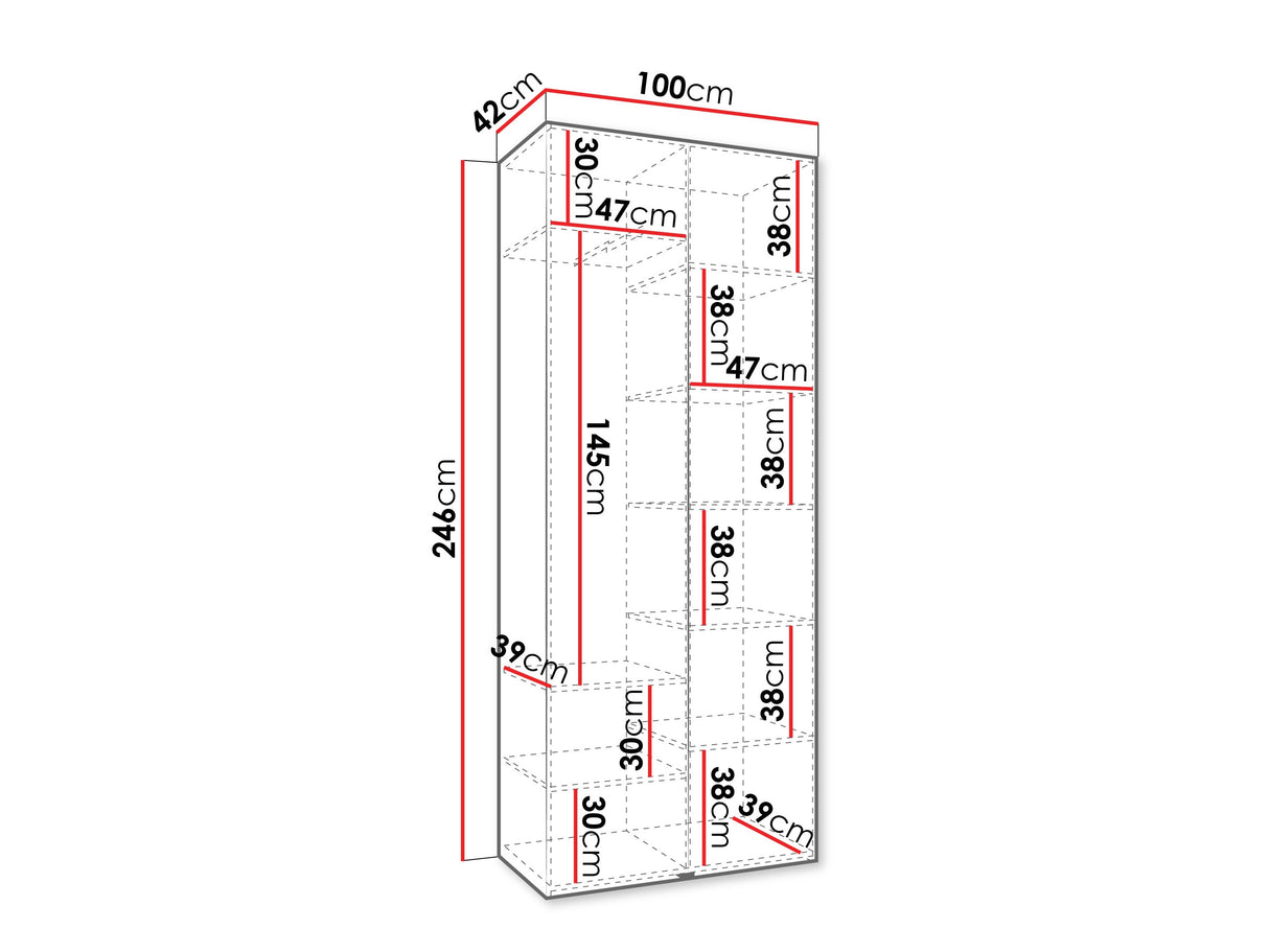 Gardróbszekrény Szafa COMO 1 100 (gł.40), Szín: Kasmír, Fogantyú színe: Aranysárga, Szélesség: 100 cm, Mélység: 42 cm
