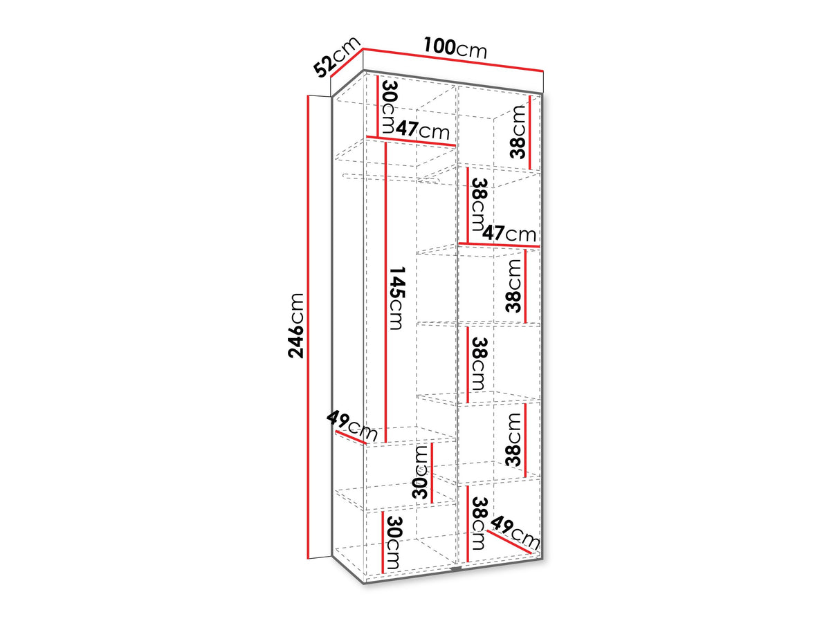 Gardróbszekrény Szafa COMO 1 100 (gł.50), Szín: Kasmír, Fogantyú színe: Fekete, Szélesség: 100 cm, Mélység: 52 cm