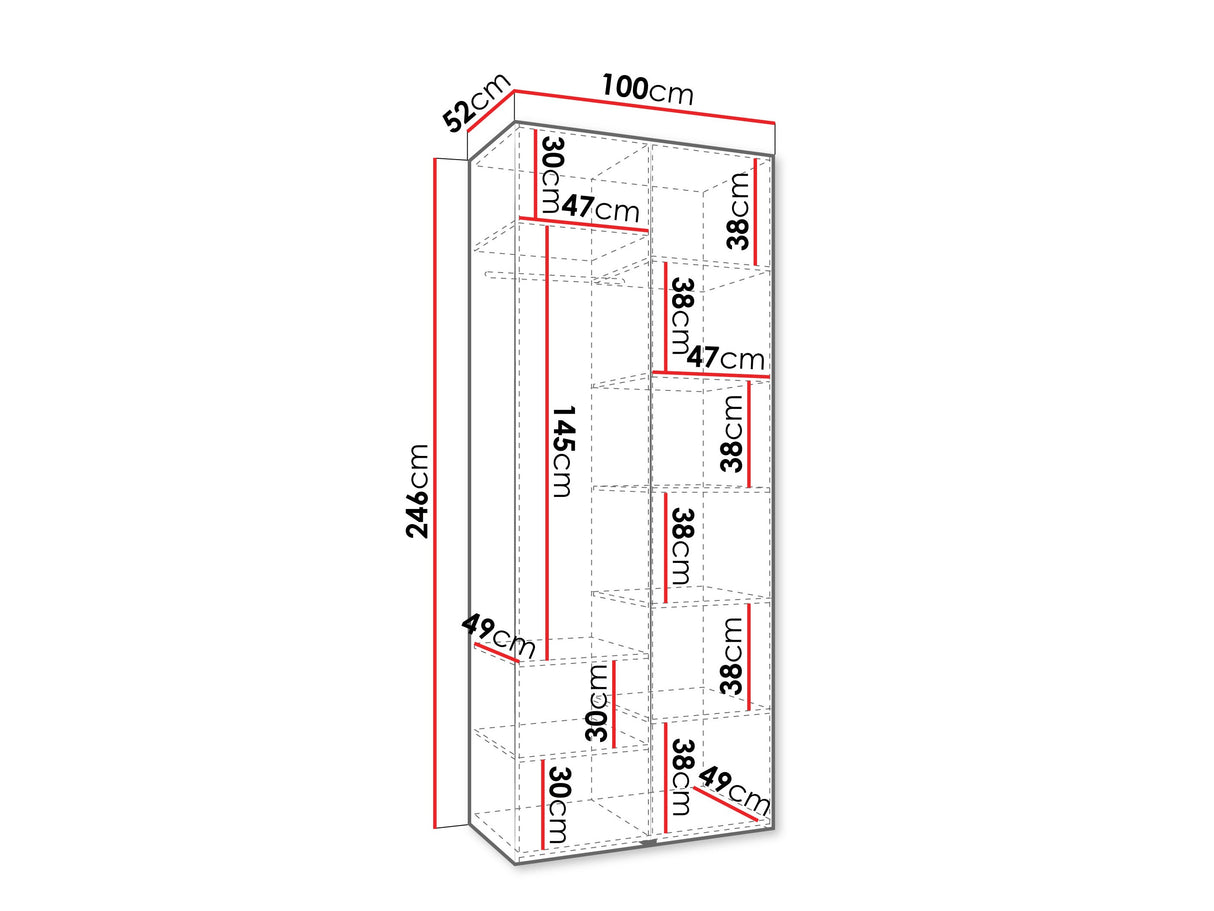 Gardróbszekrény Szafa COMO 1 100 (gł.50), Szín: Kasmír, Fogantyú színe: Aranysárga, Szélesség: 100 cm, Mélység: 52 cm