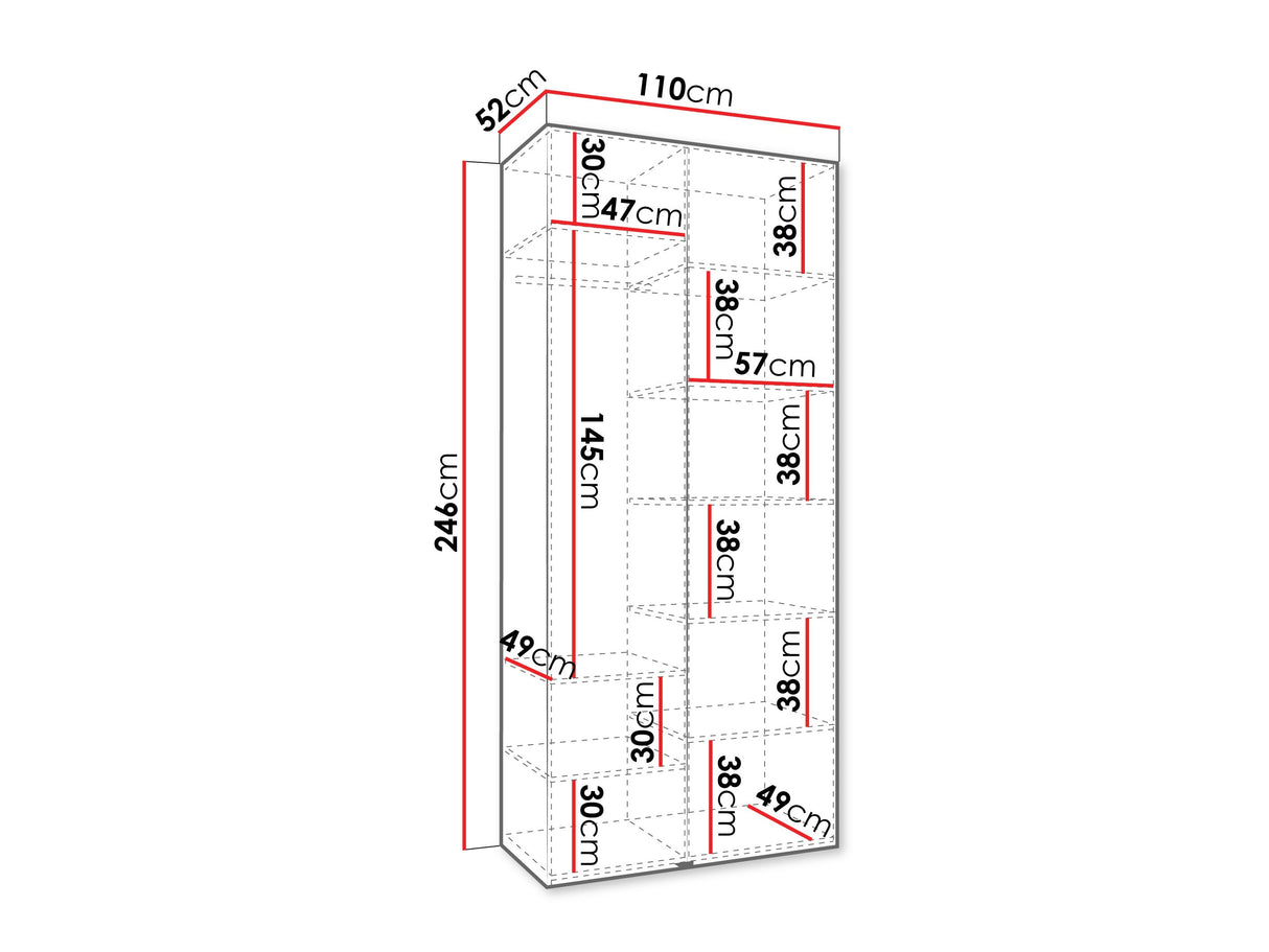 Gardróbszekrény Szafa COMO 1 110 (gł.50), Szín: Fehér, Fogantyú színe: Aranysárga, Szélesség: 110 cm, Mélység: 52 cm