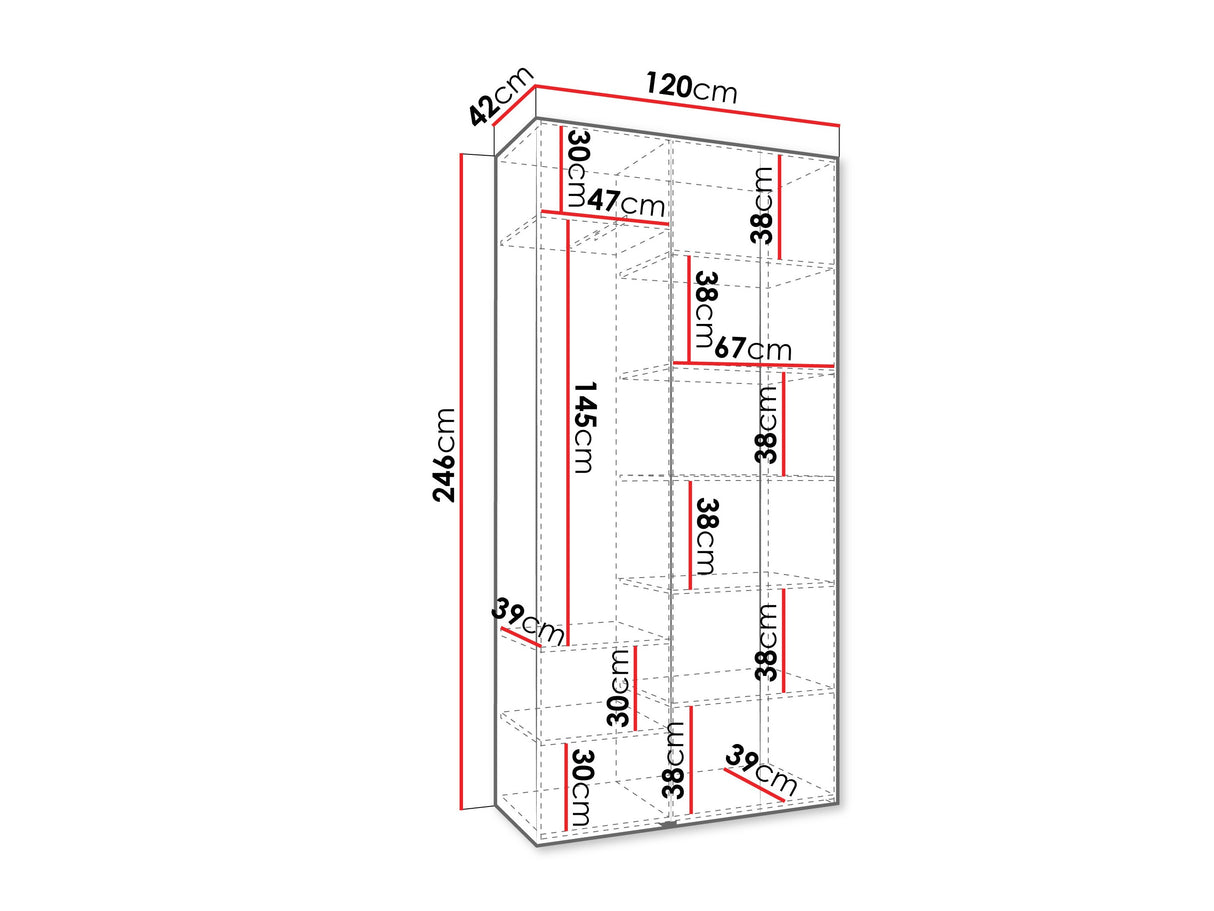 Gardróbszekrény Szafa COMO 1 120 (gł.40), Szín: Fehér, Fogantyú színe: Fekete, Szélesség: 120 cm, Mélység: 42 cm
