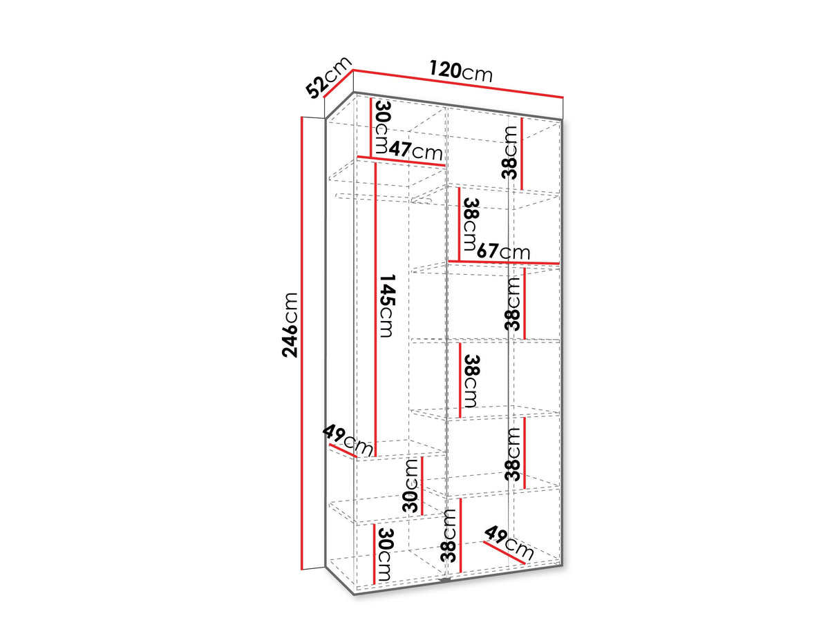 Gardróbszekrény Szafa COMO 1 120 (gł.50), Szín: Fehér, Fogantyú színe: Fekete, Szélesség: 120 cm, Mélység: 52 cm