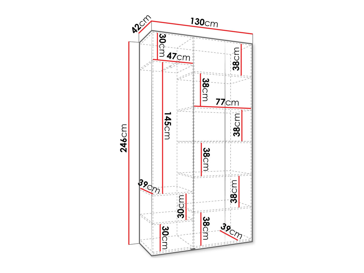 Gardróbszekrény Szafa COMO 1 130 (gł.40), Szín: Kasmír, Fogantyú színe: Fekete, Szélesség: 130 cm, Mélység: 42 cm