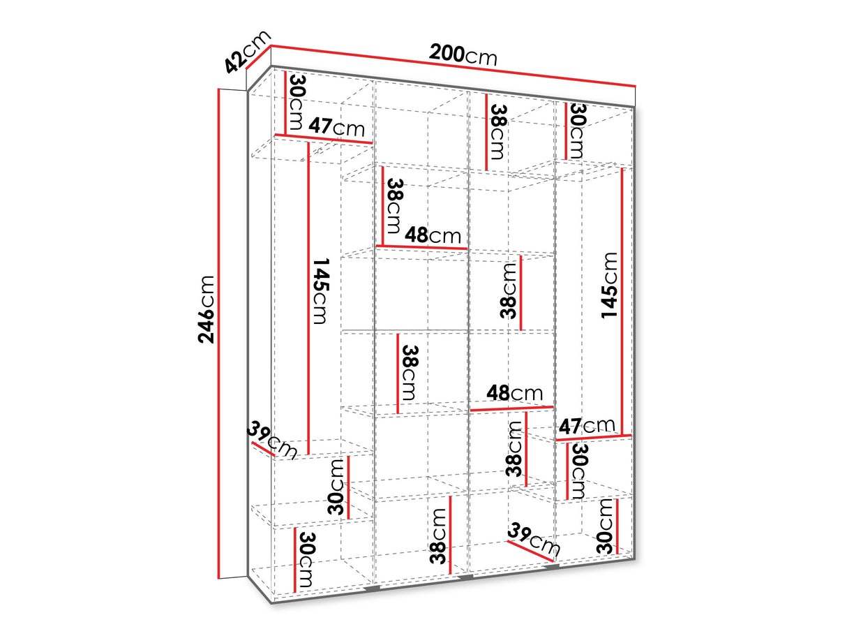 Gardróbszekrény Szafa COMO 1 200 (gł.40), Szín: Kasmír, Fogantyú színe: Fekete, Szélesség: 200 cm, Mélység: 42 cm