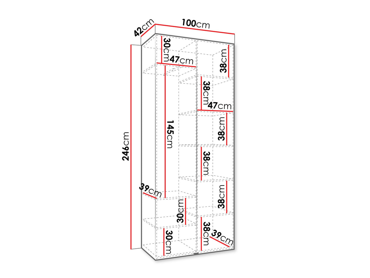 Gardróbszekrény Szafa COMO 2 100 (gł.40), Szín: Kasmír, Fogantyú színe: Fekete, Szélesség: 100 cm, Mélység: 42 cm