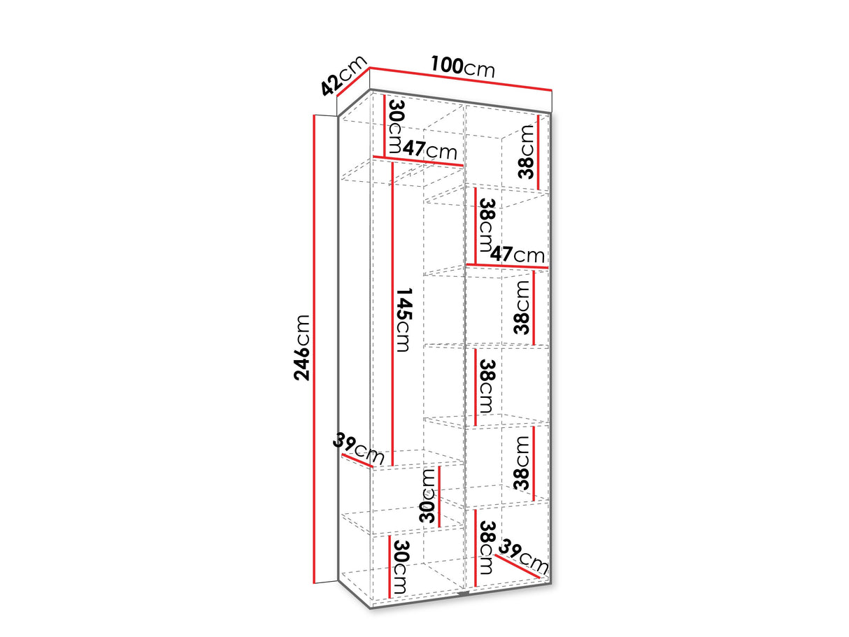 Gardróbszekrény Szafa COMO 2 100 (gł.40), Szín: Kasmír, Fogantyú színe: Aranysárga, Szélesség: 100 cm, Mélység: 42 cm
