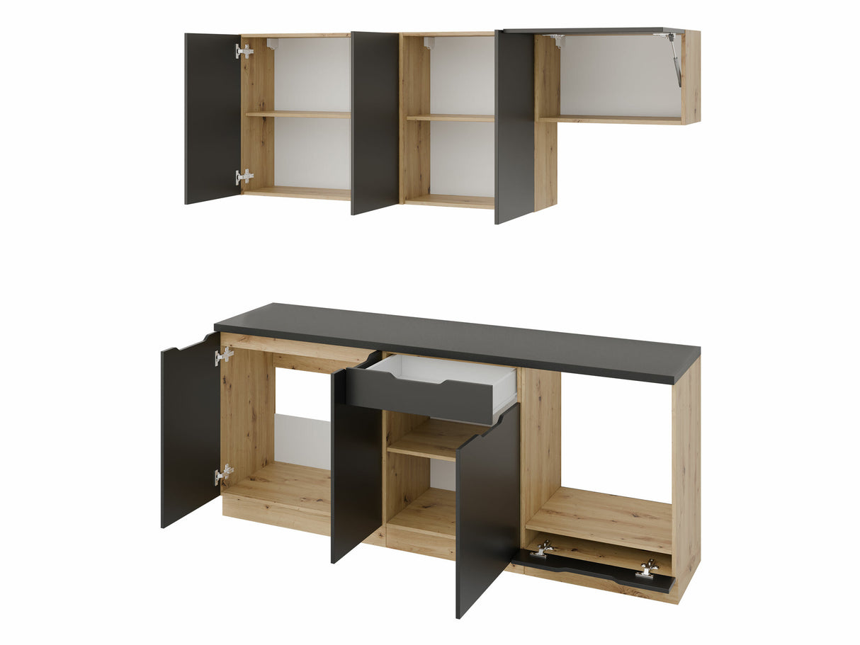 Konyhabútor Kuchnia ISABEL 2,0 z blatem, Szín: Világosszürke + Artisan tölgy, Led világítás: Igen 4203910