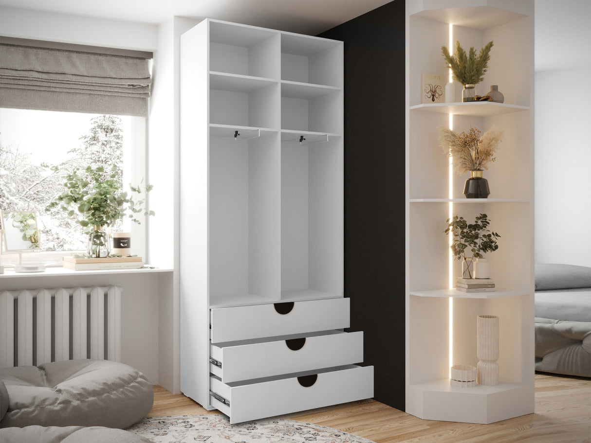 Gardróbszekrény Szafa 100 cm INOVA 4, Szín: Fekete, Fogantyú színe: Aranysárga