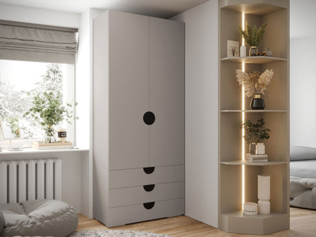 Gardróbszekrény Szafa 100 cm INOVA 4, Szín: Kasmír, Fogantyú színe: Fekete