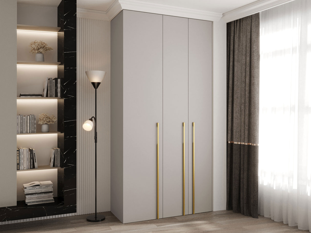 Gardróbszekrény Szafa COMO 3 120/130/140/150/160 (gł.40/50), Szín: Kasmír, Fogantyú színe: Aranysárga, Szélesség: 120 cm, Mélység: 42 cm, Fiókok: Igen