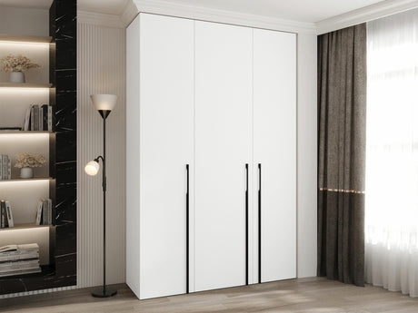 Gardróbszekrény Szafa COMO 3 120/130/140/150/160 (gł.40/50), Szín: Fehér, Fogantyú színe: Fekete, Szélesség: 160 cm, Mélység: 52 cm, Fiókok: Igen