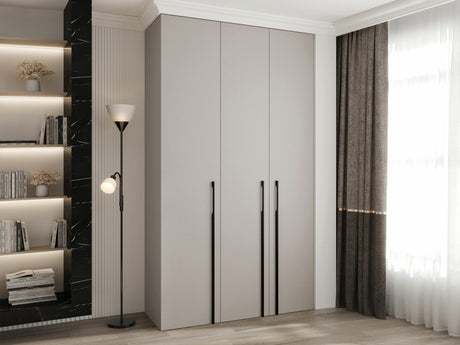 Gardróbszekrény Szafa COMO 3 120/130/140/150/160 (gł.40/50), Szín: Kasmír, Fogantyú színe: Fekete, Szélesség: 140 cm, Mélység: 52 cm, Fiókok: Igen