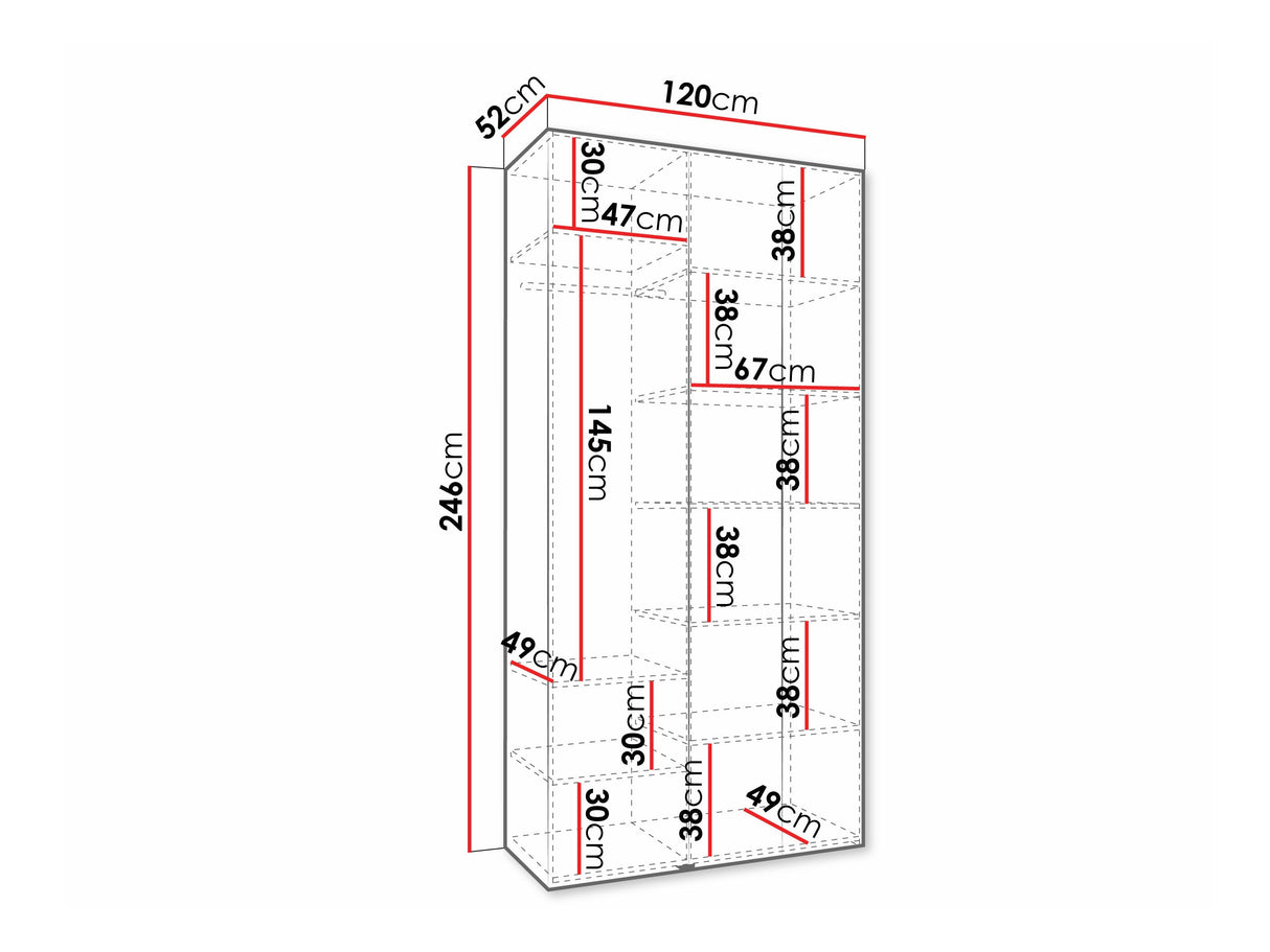 Gardróbszekrény Szafa COMO 3 120/130/140/150/160 (gł.40/50), Szín: Kasmír, Fogantyú színe: Aranysárga, Szélesség: 120 cm, Mélység: 52 cm, Fiókok: Nem