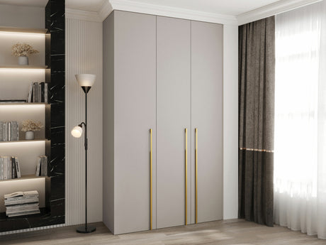 Gardróbszekrény Szafa COMO 3 120/130/140/150/160 (gł.40/50), Szín: Kasmír, Fogantyú színe: Aranysárga, Szélesség: 140 cm, Mélység: 52 cm, Fiókok: Nem