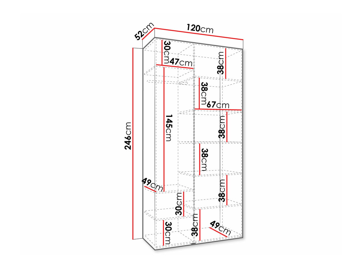 Gardróbszekrény Szafa COMO 4 120/130/140/150/160 (gł.40/50), Szín: Kasmír, Fogantyú színe: Aranysárga, Fiókok: Nem, Szélesség: 120 cm, Mélység: 52 cm