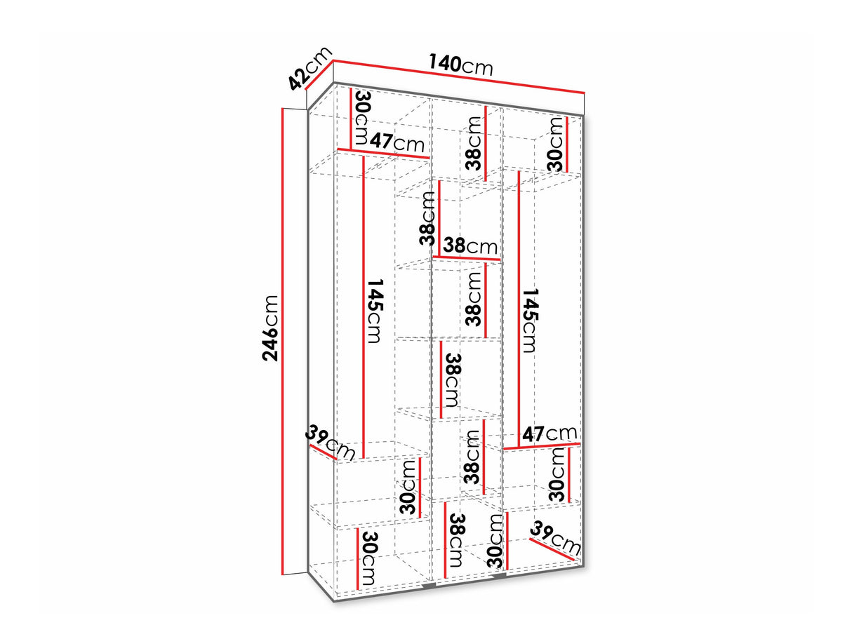 Gardróbszekrény Szafa COMO 4 120/130/140/150/160 (gł.40/50), Szín: Kasmír, Fogantyú színe: Aranysárga, Fiókok: Nem, Szélesség: 140 cm, Mélység: 42 cm