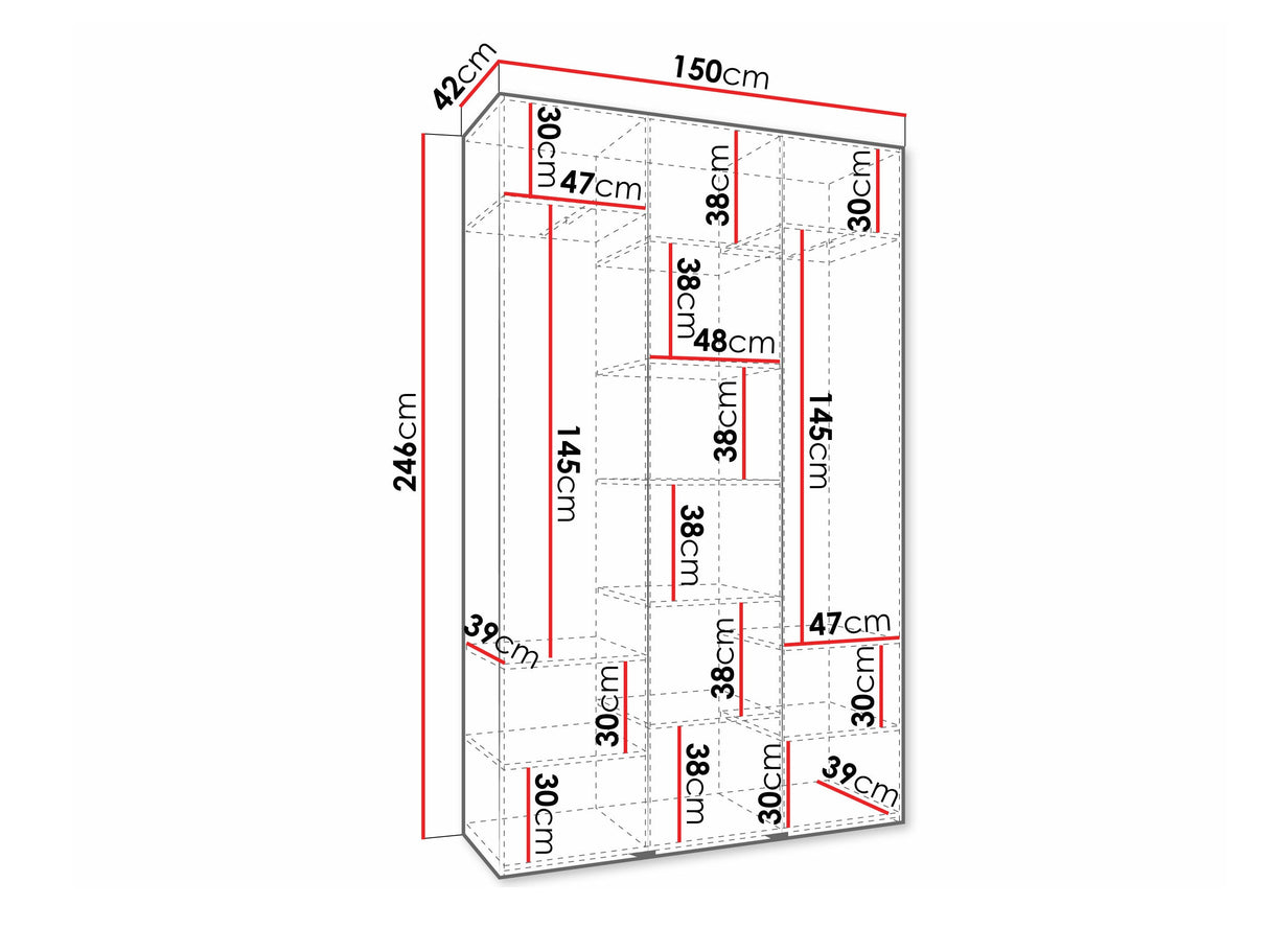 Gardróbszekrény Szafa COMO 4 120/130/140/150/160 (gł.40/50), Szín: Kasmír, Fogantyú színe: Aranysárga, Fiókok: Nem, Szélesség: 150 cm, Mélység: 42 cm