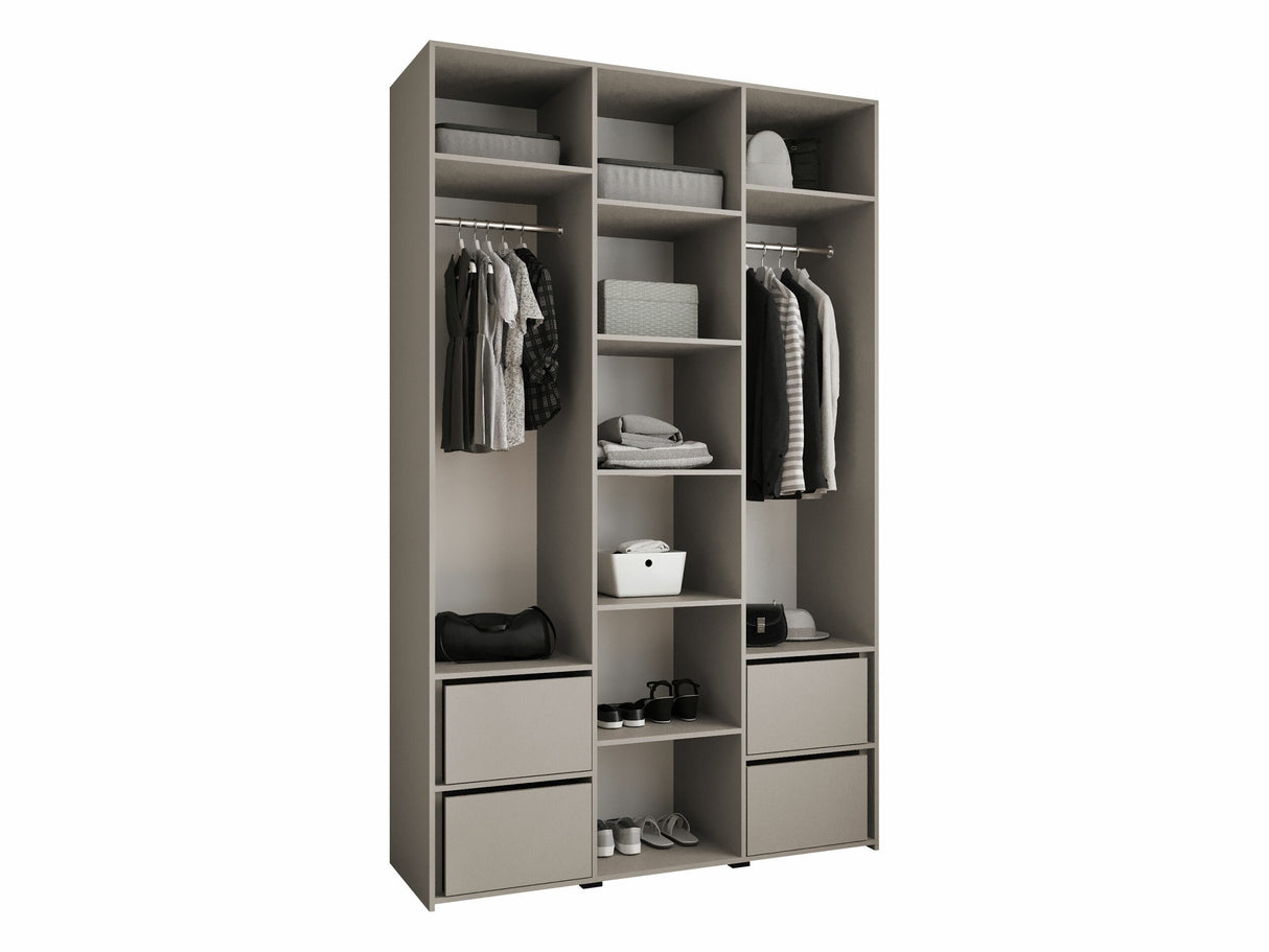 Gardróbszekrény Szafa COMO 4 120/130/140/150/160 (gł.40/50), Szín: Kasmír, Fogantyú színe: Aranysárga, Fiókok: Igen, Szélesség: 150 cm, Mélység: 52 cm