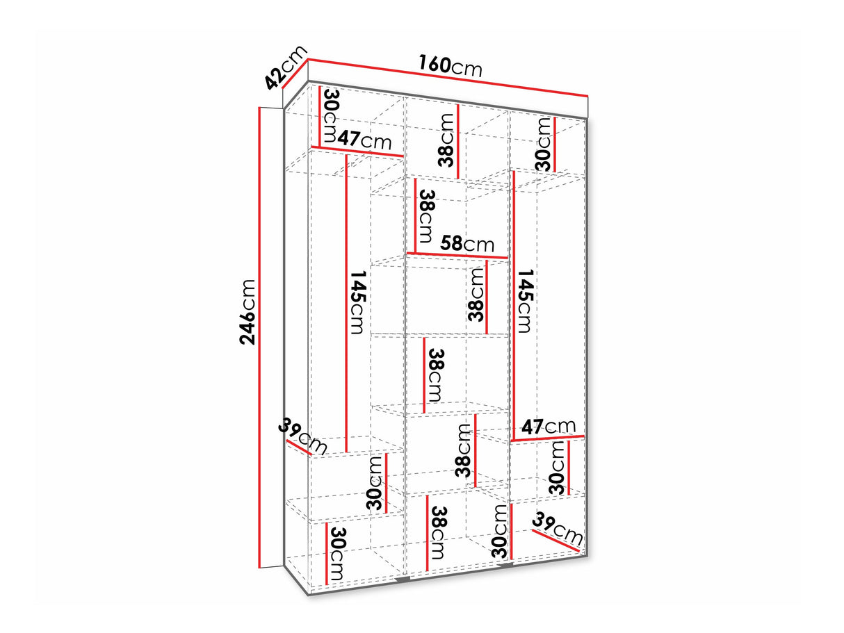 Gardróbszekrény Szafa COMO 4 120/130/140/150/160 (gł.40/50), Szín: Kasmír, Fogantyú színe: Aranysárga, Fiókok: Nem, Szélesség: 160 cm, Mélység: 42 cm