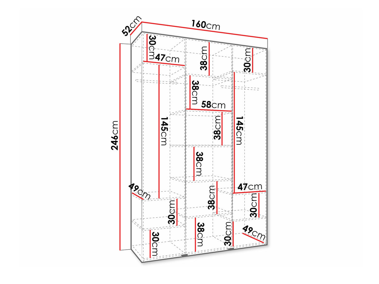Gardróbszekrény Szafa COMO 4 120/130/140/150/160 (gł.40/50), Szín: Kasmír, Fogantyú színe: Aranysárga, Fiókok: Nem, Szélesség: 160 cm, Mélység: 52 cm