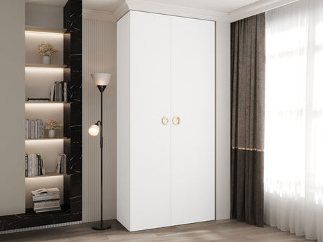 Gardróbszekrény Szafa COMO 1 100/110 (gł.42/52), Szín: Fehér, Fogantyú színe: Aranysárga, Fiókok: Igen, Szélesség: 110 cm, Mélység: 52 cm