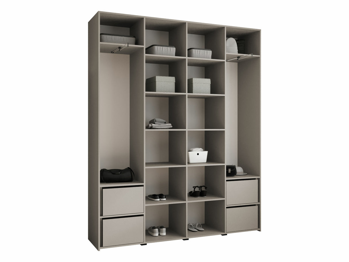 Gardróbszekrény Szafa COMO 1 170/180/190/200 (gł.42.52), Szín: Fehér, Fogantyú színe: Fekete, Fiókok: Igen, Szélesség: 200 cm, Mélység: 42 cm